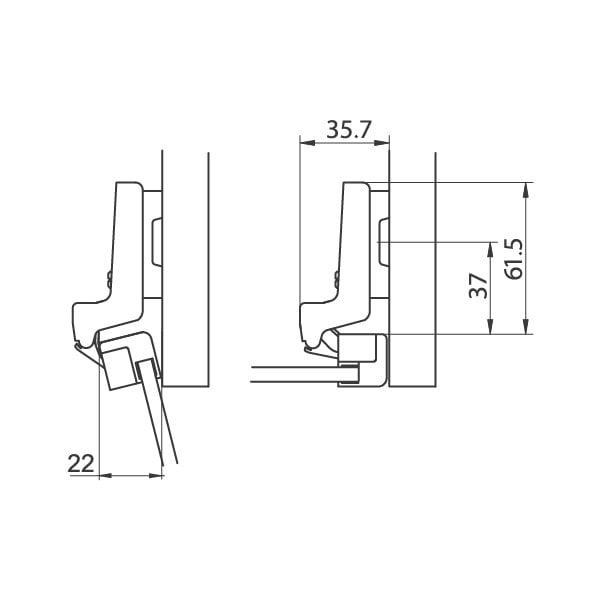 Hafele M.S. Cam Kapak Menteşesi Tdb 4-6mm - 2. görsel | Aras Ankastre