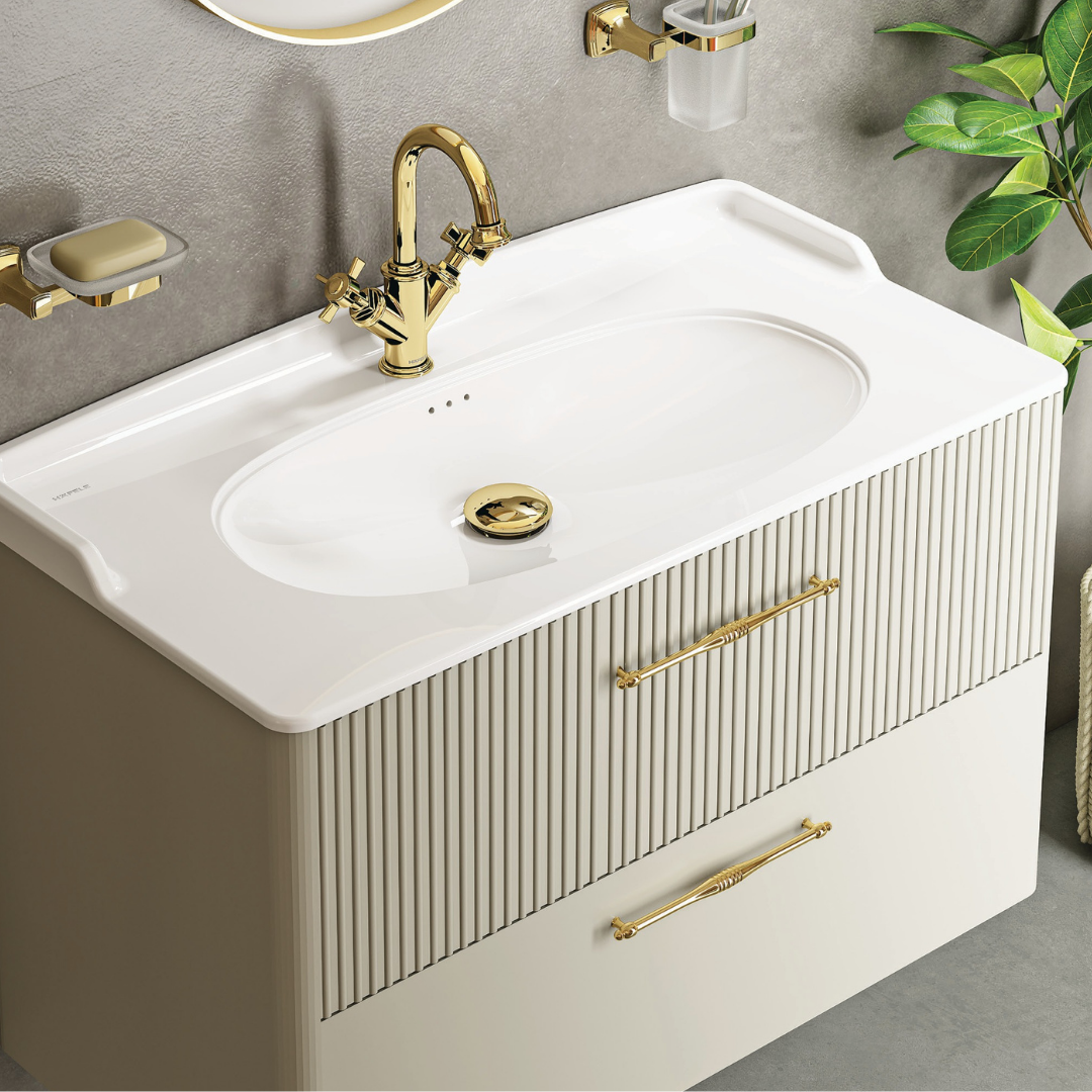 Hafele Banyo Lavabosu Empress 90-1 Tek Batarya Delikli 900x465x90mm Parlak Beyaz - 1. görsel | Aras Ankastre