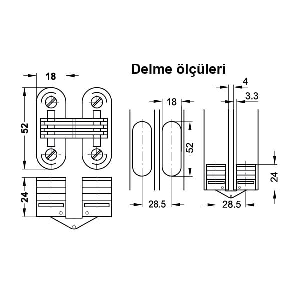 Hafele Gizli Menteşe Beyaz/Galvaniz 18x52mm - 2. görsel | Aras Ankastre